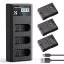 K&F Concept hordozható tripla USB-C akkumulátor MH-24 töltő, LCD + 3db EN-EL14 akkumulátor 1050mAh