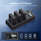 K&F Concept hordozható tripla USB-C akkumulátor MH-24 töltő, LCD + 3db EN-EL14 akkumulátor 1050mAh
