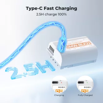   K&F Concept DMW-BLK22 akkumulátor, 2520mAh, USB-C csatlakozóval
