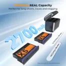 K&F Concept hordozható dupla USB-C akkumulátor töltő +2db Insta 360 X5 akkumulátor, 2700mAh