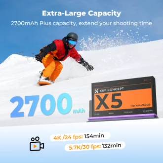 K&F Concept Insta 360 X5 akkumulátor, 2700mAh