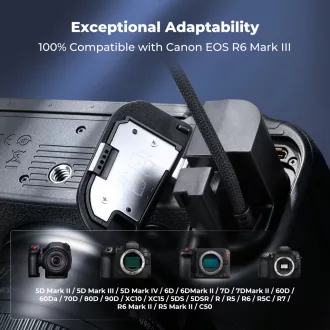   K&F Concept Canon LP-E6P vakakku D-Tap tápkábellel, LP-E6NH/LP-E6N/LP-E6 kompatibilis