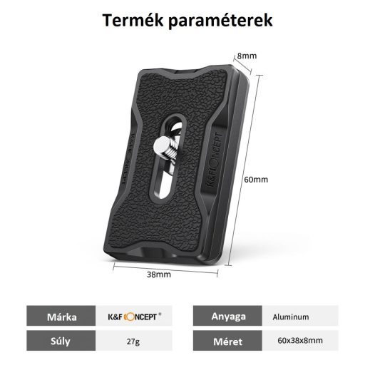 K&F Concept KF31.030 Arca Swiss alumínium gyors-cseretalp, szabványos 1/4"-es csavarral