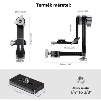   K&F Concept gimbal állványfej, arca swiss, CNC alumínium ötvözet