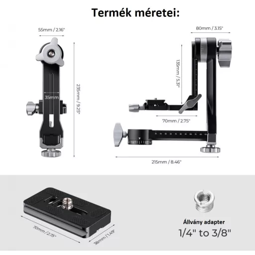 K&F Concept gimbal állványfej, arca swiss, CNC alumínium ötvözet