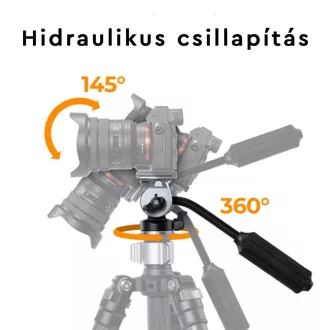   K&F Concept FH-02 Fluid videó állványfej, arca swiss, 3kg teherbírás