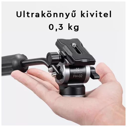 K&F Concept FH-02 Fluid videó állványfej, arca swiss, 3kg teherbírás