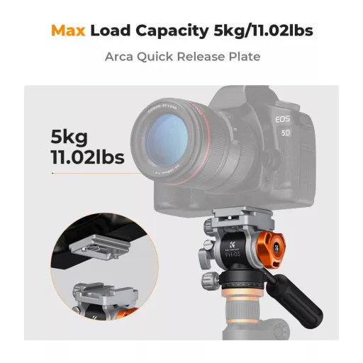 K&F Concept FH-03 Fluid videó állványfej, arca swiss, 5kg teherbírás