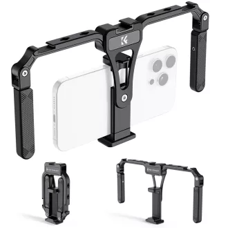   K&F Concept telefon rig, cage, univerzális keret, összecsukható, 3db vakupapucs, állványmenet