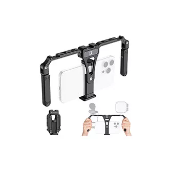   K&F Concept telefon rig, cage, univerzális keret, összecsukható, 3db vakupapucs, állványmenet