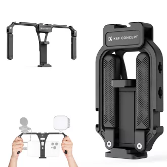   K&F Concept telefon rig, cage, univerzális keret, összecsukható, 3db vakupapucs, állványmenet