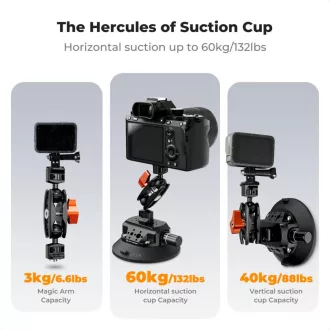   K&F Concept MS45 bővíthető tapadókorong, 11,4cm-es tapadófelület, magic arm, telefon, GoPro adapter