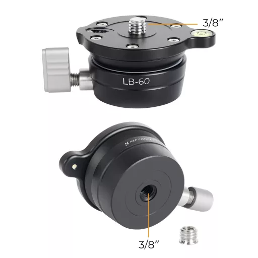 K&F Concept LB-60 panoráma állvány fej, 10kg teherbírás, 3/8"-os csatlakozás, vízszintjelző