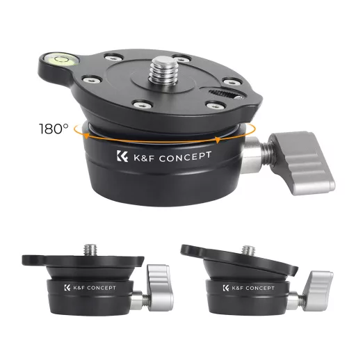 K&F Concept LB-60 panoráma állvány fej, 10kg teherbírás, 3/8"-os csatlakozás, vízszintjelző