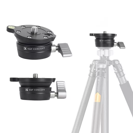 K&F Concept LB-60 panoráma állvány fej, 10kg teherbírás, 3/8"-os csatlakozás, vízszintjelző