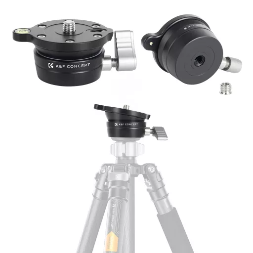 K&F Concept LB-60 panoráma állvány fej, 10kg teherbírás, 3/8"-os csatlakozás, vízszintjelző
