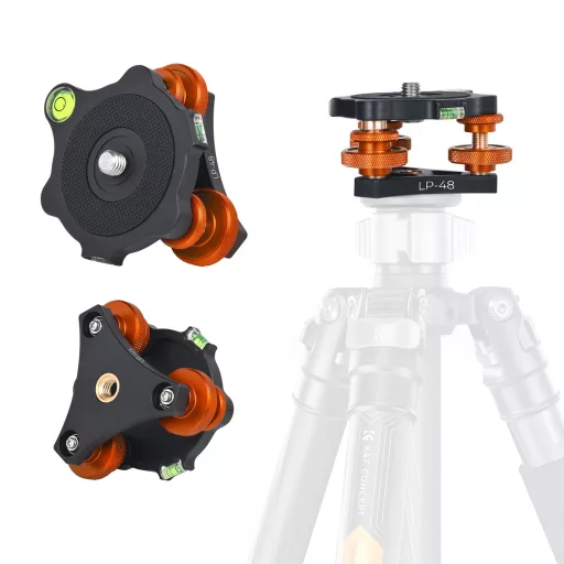 K&F Concept LP-48 állványfej, 3db szintező, 2db vízszintjelző, 15kg teherbírás