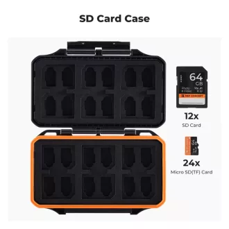   K&F Concept 36 rekeszes memóriakártya tartó doboz, víz, por, esésálló, 24db microSD + 12db SD kártya