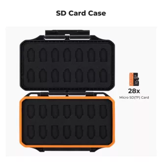   K&F Concept 28 rekeszes memóriakártya tartó doboz, víz, por, esésálló, 28db microSD kártya