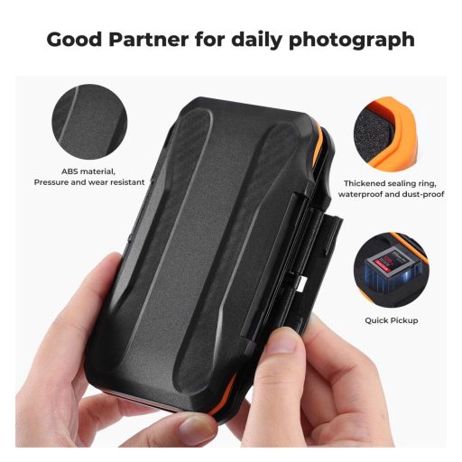 K&F Concept 6 rekeszes memóriakártya tartó doboz, víz, por, esésálló, 6db XQD vagy CFE kártya