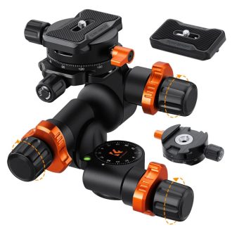   K&F Concept GD3W PRO panoráma állványfej, precíziós 3 irányú, 6kg teherbírás, vízmérték, Arca Swiss