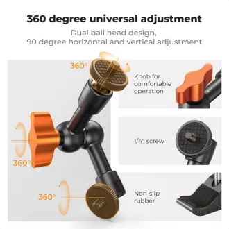   K&F Concept MS-31 magic arm, 15cm + super clamp, satu, 15-55mm