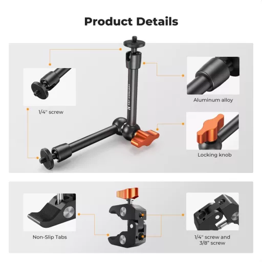 K&F Concept MS-32 magic arm, 25cm + super clamp, satu, 15-55mm