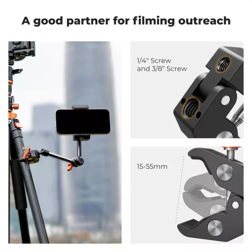 K&F Concept MS-32 magic arm, 25cm + super clamp, satu, 15-55mm