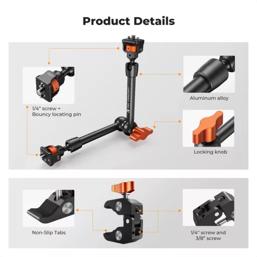 K&F Concept MS-33 magic arm, 28cm + super clamp, satu, 15-55mm