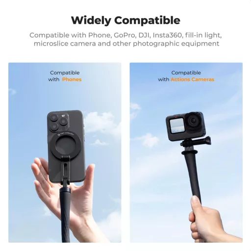 K&F Concept hajlítható selfie bot, Magsafe, GoPro adapter, bluetooth kioldó