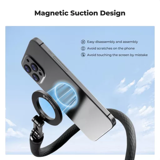 K&F Concept hajlítható selfie bot, Magsafe, GoPro adapter, bluetooth kioldó