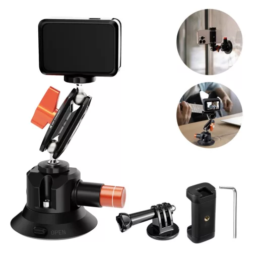 K&F Concept MS44 bővíthető tapadókorong, 7,6cm-es tapadófelület, magic arm, telefon, GoPro adapter
