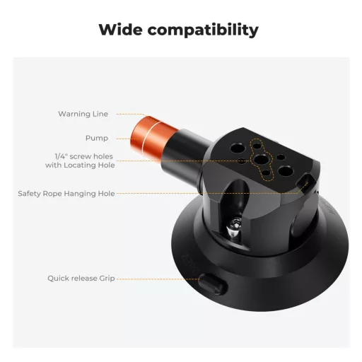 K&F Concept MS44 bővíthető tapadókorong, 7,6cm-es tapadófelület, magic arm, telefon, GoPro adapter
