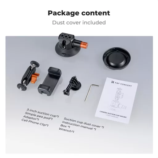 K&F Concept MS44 bővíthető tapadókorong, 7,6cm-es tapadófelület, magic arm, telefon, GoPro adapter