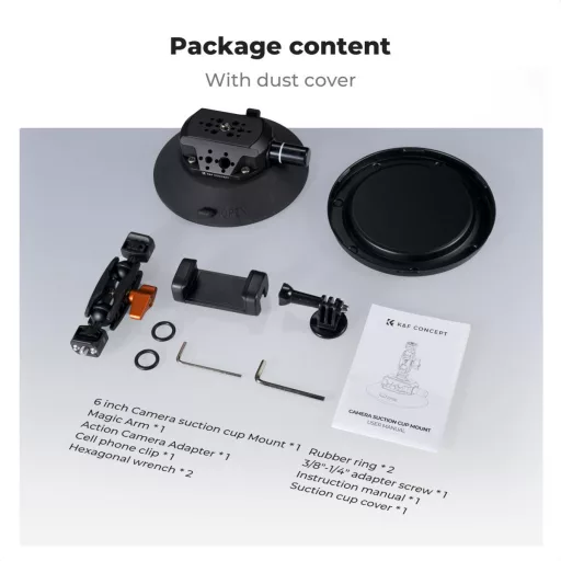 K&F Concept MS46 bővíthető tapadókorong, 15,2cm-es tapadófelület, magic arm, telefon, GoPro adapter