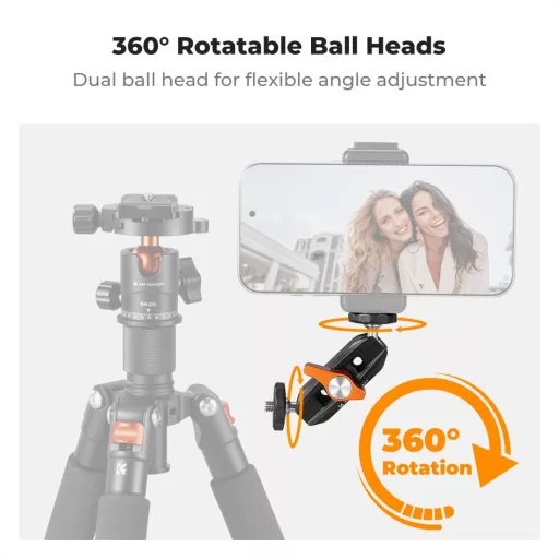 K&F Concept MS14 magic arm, 360°-os forgás, dupla gömbfej, 2kg teherbírás,