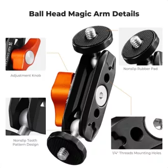   K&F Concept MS14 magic arm, 360°-os forgás, dupla gömbfej, 2kg teherbírás,