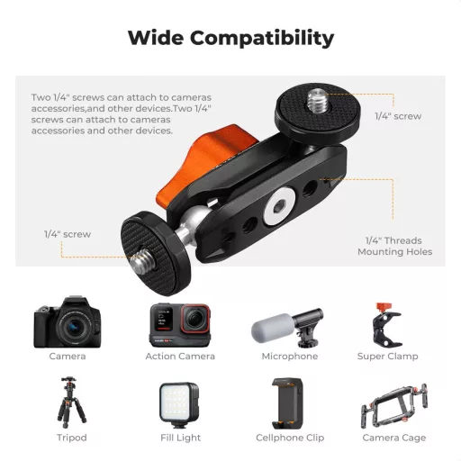K&F Concept MS14 magic arm, 360°-os forgás, dupla gömbfej, 2kg teherbírás,