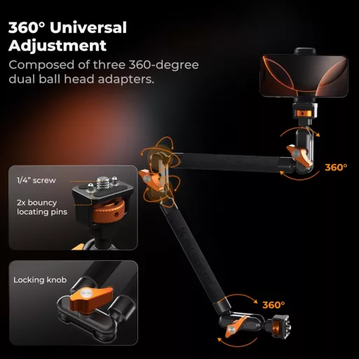 K&F Concept MS-63 magic arm, 56cm + super crab clamp, satu, 20-60mm