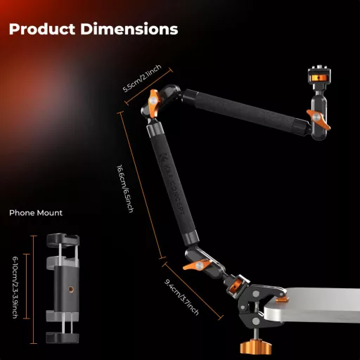 K&F Concept MS-63 magic arm, 56cm + super crab clamp, satu, 20-60mm