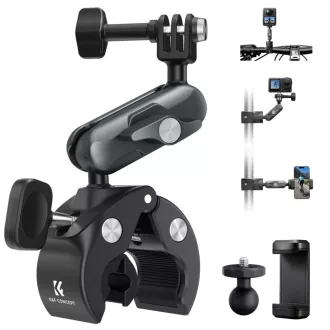   K&F Concept MS-100 csőre szerelhető satu 8-40mm átmérőhöz, magic arm, GoPro adapter, állvány menet