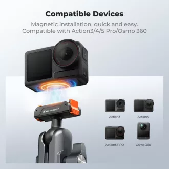   K&F Concept MS-101 csőre szerelhető satu 8-40mm átmérőhöz, magic arm, DJI Action3/4/5 Pro/Osmo 360