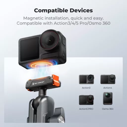 K&F Concept MS-101 csőre szerelhető satu 8-40mm átmérőhöz, magic arm, DJI Action3/4/5 Pro/Osmo 360