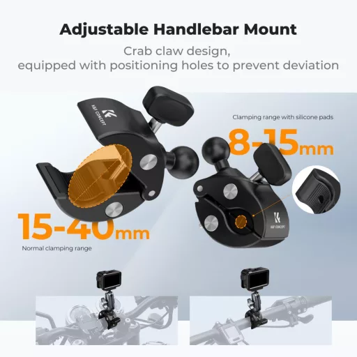 K&F Concept MS-101 csőre szerelhető satu 8-40mm átmérőhöz, magic arm, DJI Action3/4/5 Pro/Osmo 360