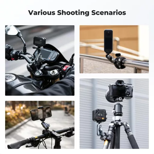 K&F Concept MS-100 csőre szerelhető satu 8-40mm átmérőhöz, magic arm, GoPro adapter, állvány menet