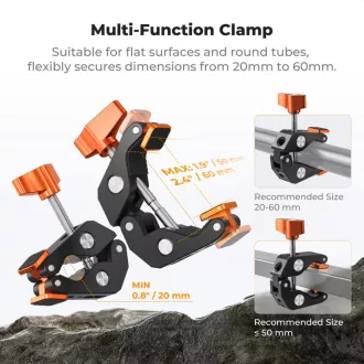   K&F Concept multi funkcionális super crab clamp, satu, 20-60mm átfogás