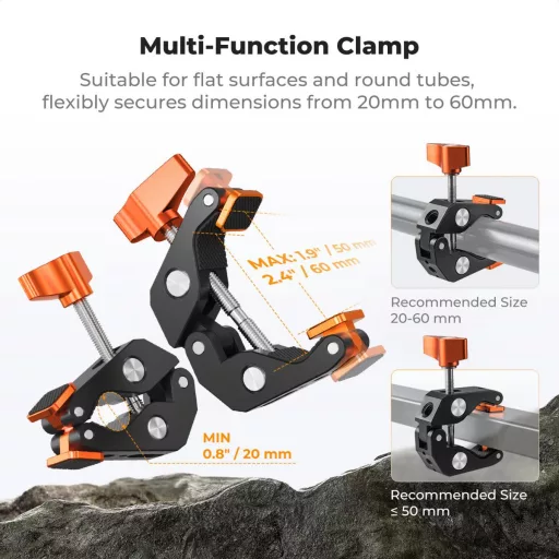 K&F Concept multi funkcionális super crab clamp, satu, 20-60mm átfogás