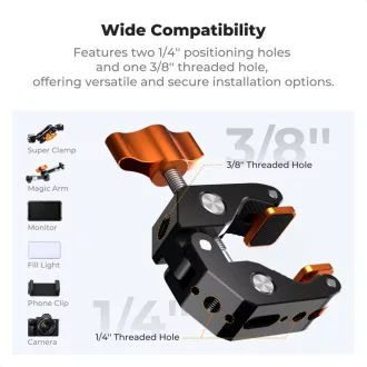   K&F Concept multi funkcionális super crab clamp, satu, 20-60mm átfogás