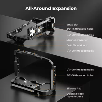   K&F Concept kamera keret, cage, Sony ZV-E10 II kompatibilis, NATO, ARRI, vakupapucs
