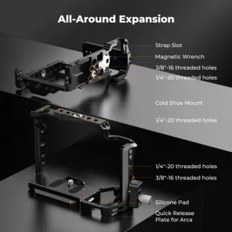   K&F Concept kamera keret, cage, Sony ZV-E1 kompatibilis, NATO, ARRI, vakupapucs